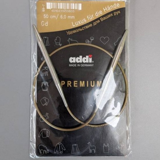 Спицы круговые Addi с удлиненным кончиком 6мм, 50см Addi