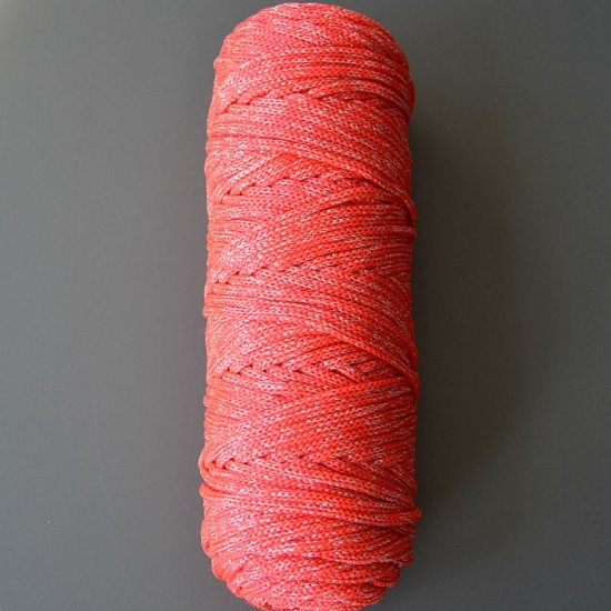 Шнур п/п с люрексом 4,5мм (Красный Люкс с серебром) DECO