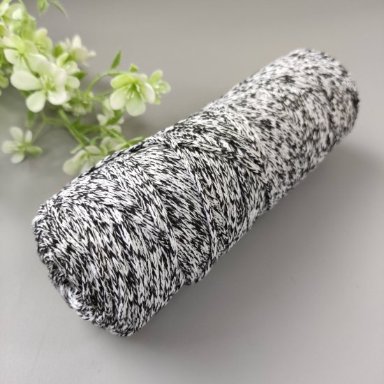 Шнур х/б 4мм меланж (Черно-белый) 100м DECO