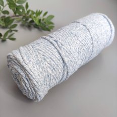 Шнур х/б 4мм меланж (Бело-голубой) 100м