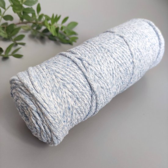 Шнур х/б 4мм меланж (Бело-голубой) 100м DECO