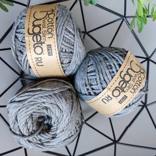 Шпагат х/б Maccaroni cotton 2мм (Серый) Bugeto