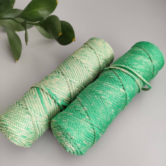 Шнур п/э 4мм меланж (Зеленый+крем-брюле) 100м DECO