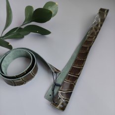 Ручки пришивные, кожа (Кайман оливка) 2шт, 70х2,5см