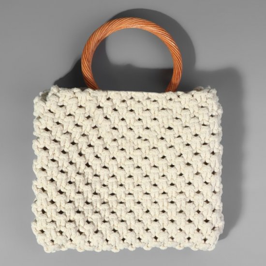 Ручки для сумки плетеные/дерево 10,2х12,5см(Св.коричневый), 2шт Houseyarn