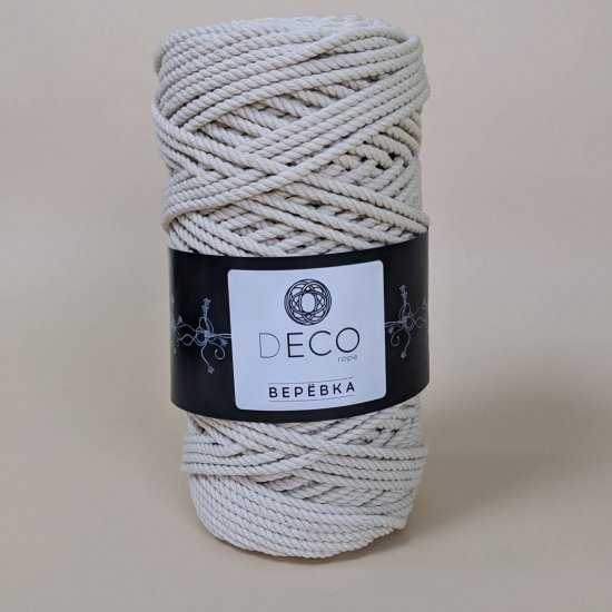 Веревка крученая х/б 4мм (Айвори) 100м DECO