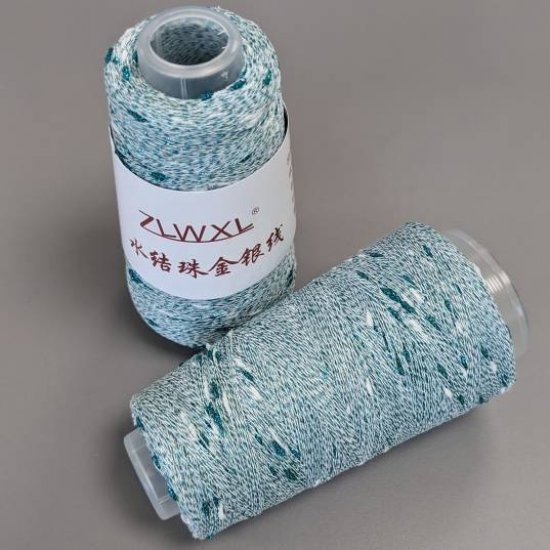 Люрекс узелковый (Бирюза+белый 21) 700м Houseyarn