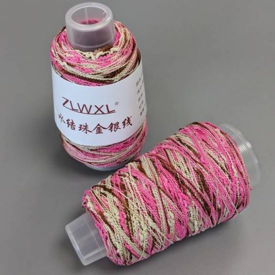 Люрекс узелковый (Розовый+бежевый 28) 700м Houseyarn