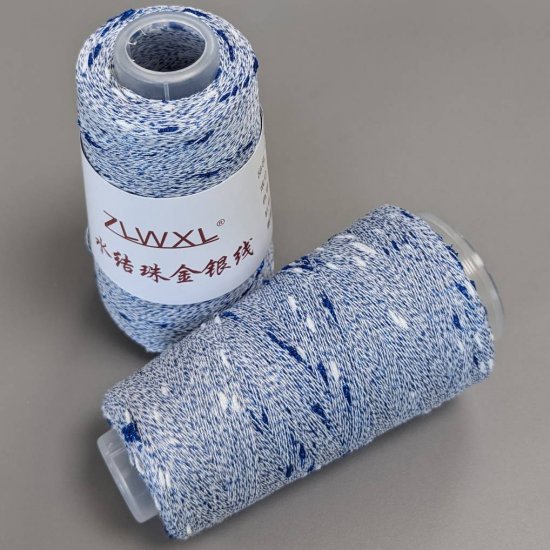 Люрекс узелковый (Белый+синий 160) 700м Houseyarn