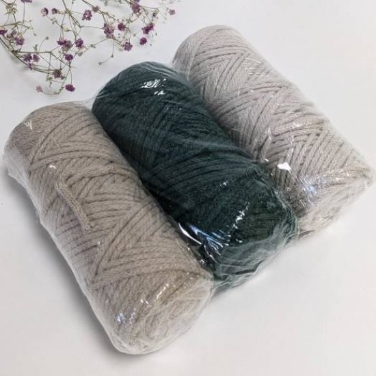 Комплект шнур х/б 4мм (Лен-Изумруд-Беж) 150м DECO